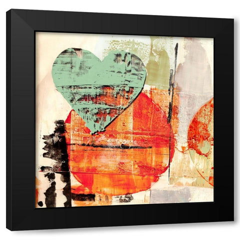 Pop Love #1 (Heart+Sun) Black Modern Wood Framed Art Print with Double Matting by Winkel, Peter