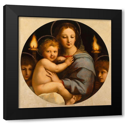 Madonna dei candelabri Black Modern Wood Framed Art Print with Double Matting by Raffaello