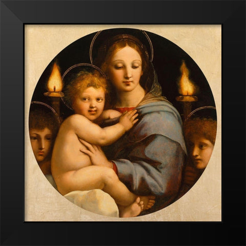 Madonna dei candelabri Black Modern Wood Framed Art Print by Raffaello