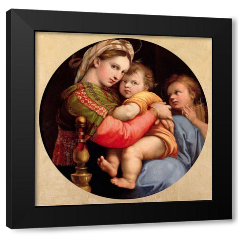 Madonna della seggiola Black Modern Wood Framed Art Print with Double Matting by Raffaello