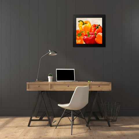 Peppers Black Modern Wood Framed Art Print by Barbieri, Remo