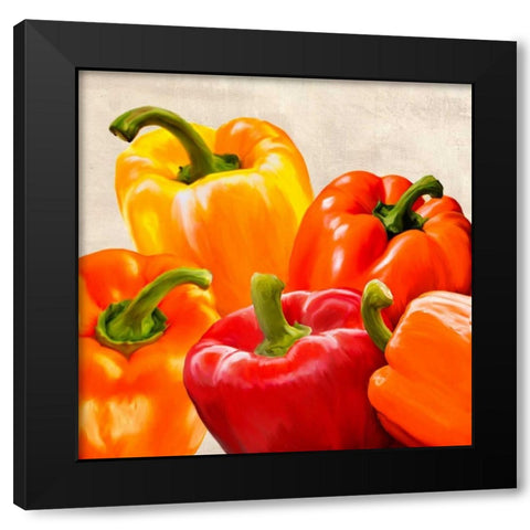 Peppers Black Modern Wood Framed Art Print by Barbieri, Remo