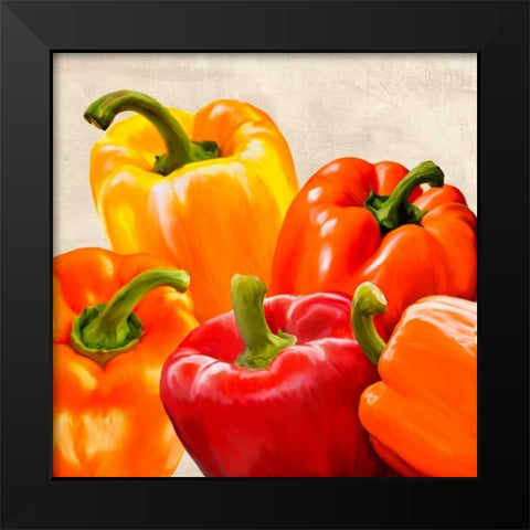 Peppers Black Modern Wood Framed Art Print by Barbieri, Remo