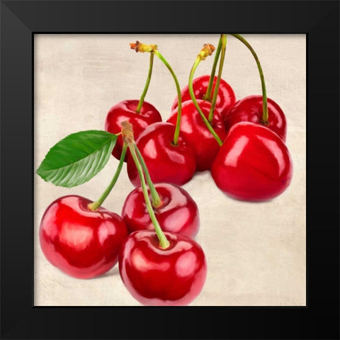 Cherries Black Modern Wood Framed Art Print by Barbieri, Remo
