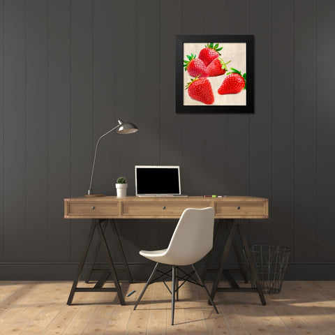 Strawberries Black Modern Wood Framed Art Print by Barbieri, Remo
