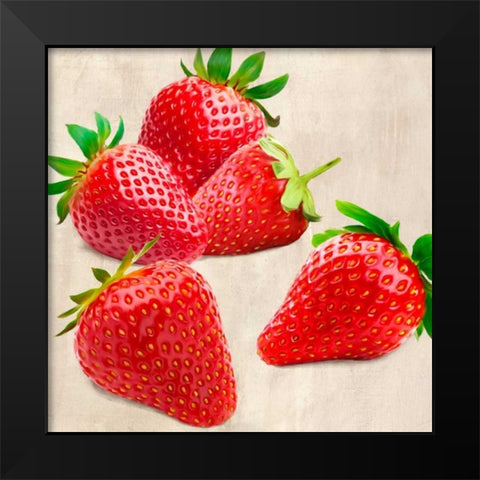 Strawberries Black Modern Wood Framed Art Print by Barbieri, Remo