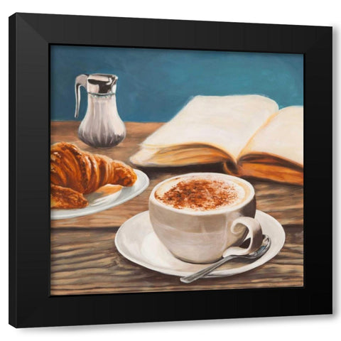 Cappuccino and Book Black Modern Wood Framed Art Print with Double Matting by Ferrari, Sandro