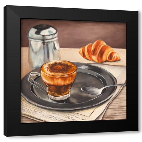 Mocaccino and News Black Modern Wood Framed Art Print with Double Matting by Ferrari, Sandro