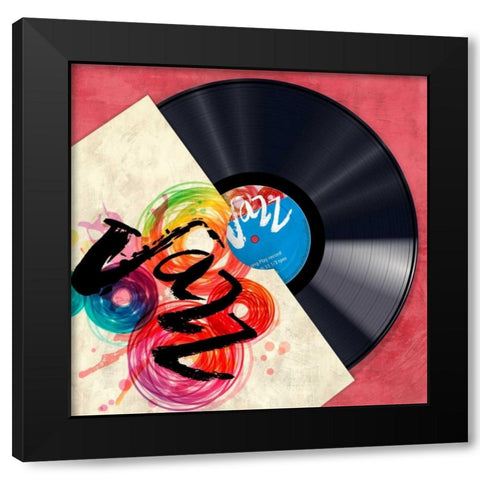 Vinyl Club- Jazz Black Modern Wood Framed Art Print with Double Matting by Hill, Steven