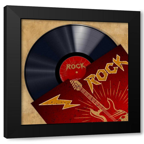 Vinyl Club- Rock Black Modern Wood Framed Art Print with Double Matting by Hill, Steven