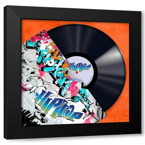 Vinyl Club, Hip Hop Black Modern Wood Framed Art Print by Hill, Steven