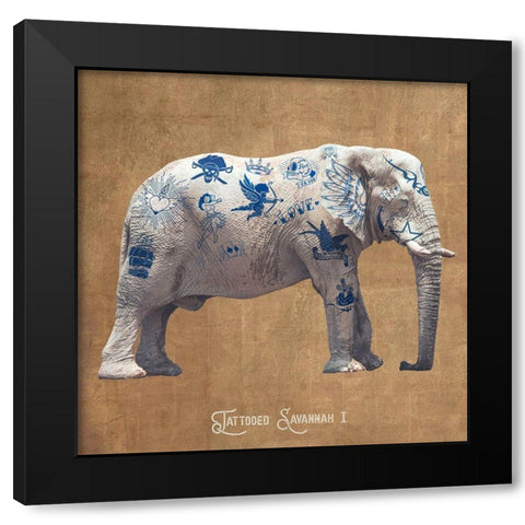 Tattooed Savannah I Black Modern Wood Framed Art Print by Hill, Steven