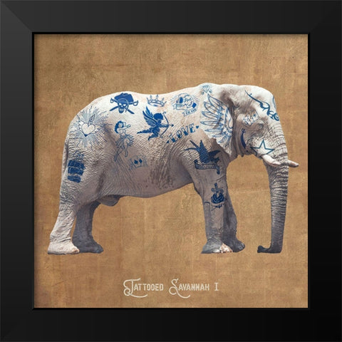 Tattooed Savannah I Black Modern Wood Framed Art Print by Hill, Steven