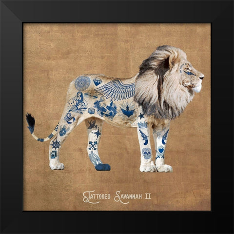 Tattooed Savannah II Black Modern Wood Framed Art Print by Hill, Steven