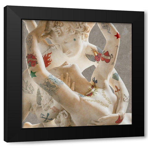 Tattooed Lovers (Cupid And Psyche) Black Modern Wood Framed Art Print with Double Matting by Hill, Steven