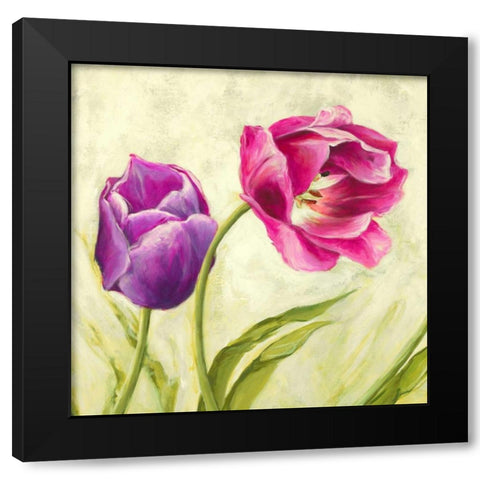Tulipani danzanti Black Modern Wood Framed Art Print with Double Matting by Mei, Silvia