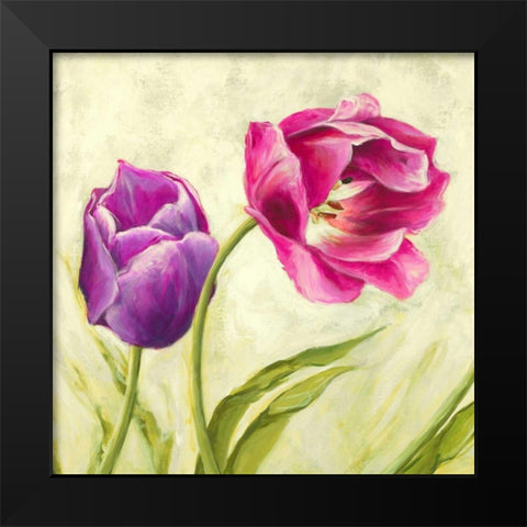 Tulipani danzanti Black Modern Wood Framed Art Print by Mei, Silvia