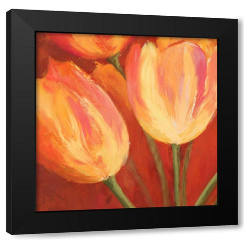 Orange Tulips (detail) Black Modern Wood Framed Art Print with Double Matting by Mei, Silvia