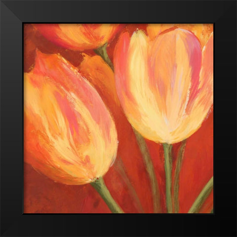 Orange Tulips (detail) Black Modern Wood Framed Art Print by Mei, Silvia
