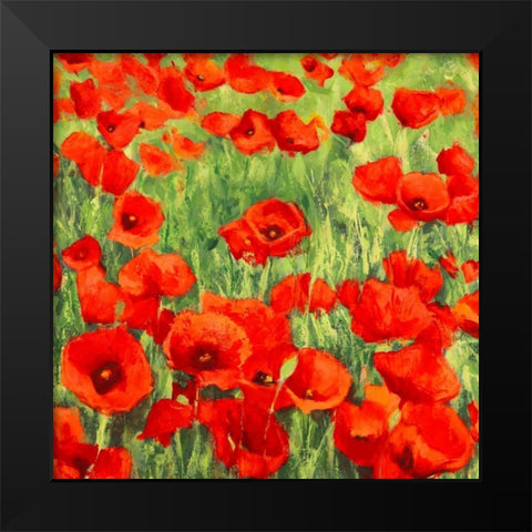 Poppies Black Modern Wood Framed Art Print by Mei, Silvia