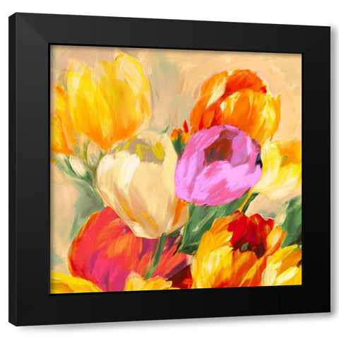 Colorful Tulips I Black Modern Wood Framed Art Print with Double Matting by Stone, Jim