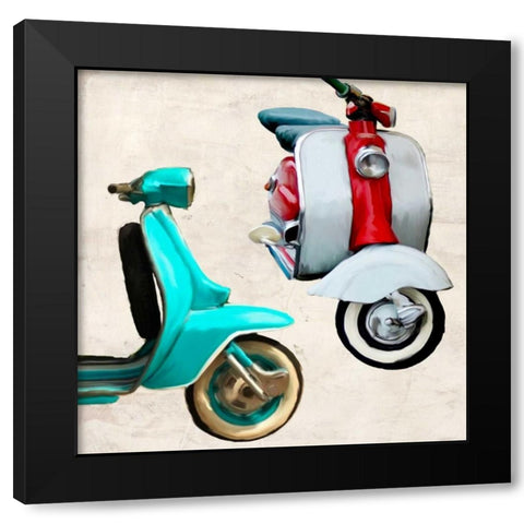 Superscooters I Black Modern Wood Framed Art Print with Double Matting by Rizzardi, Teo