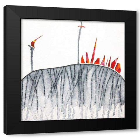 Lincendio sulla collina Black Modern Wood Framed Art Print with Double Matting by Teruzzi, Vittorio
