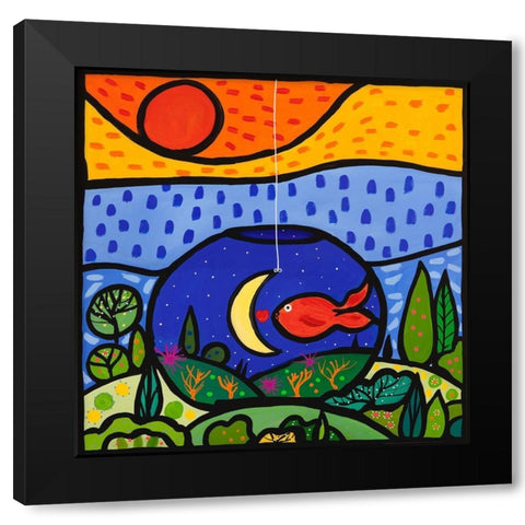 Lino Black Modern Wood Framed Art Print with Double Matting by Wallas