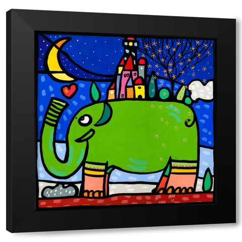 Ele Black Modern Wood Framed Art Print with Double Matting by Wallas