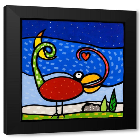 Kama-Leo Black Modern Wood Framed Art Print with Double Matting by Wallas