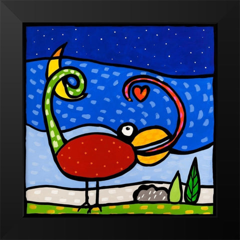 Kama-Leo Black Modern Wood Framed Art Print by Wallas