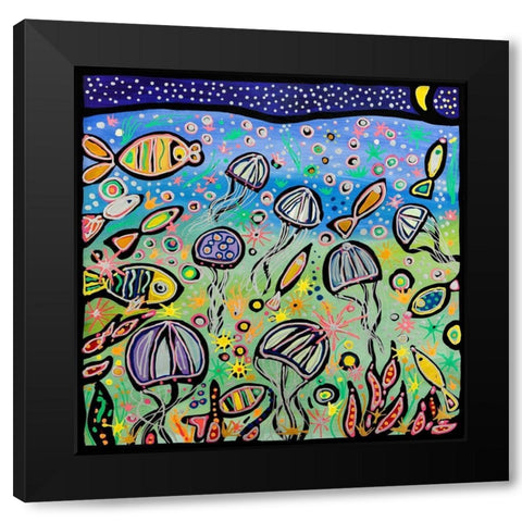 La danza delle meduse Black Modern Wood Framed Art Print by Wallas