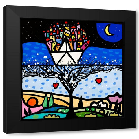 Ancorati al cuore Black Modern Wood Framed Art Print by Wallas