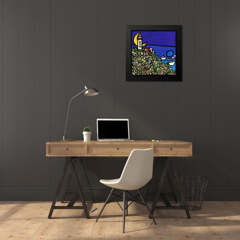 La sentinella del mare Black Modern Wood Framed Art Print by Wallas