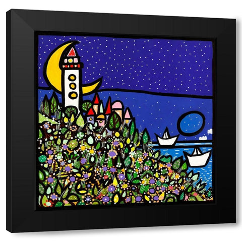 La sentinella del mare Black Modern Wood Framed Art Print by Wallas