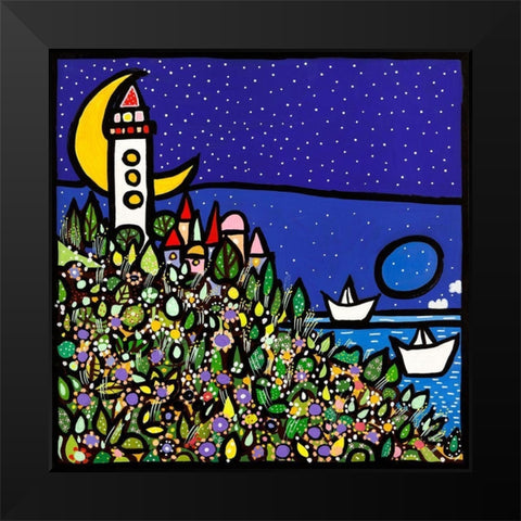 La sentinella del mare Black Modern Wood Framed Art Print by Wallas