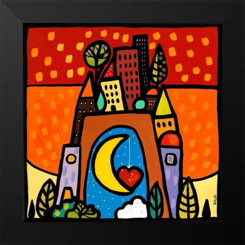 Larco degli innamorati Black Modern Wood Framed Art Print by Wallas