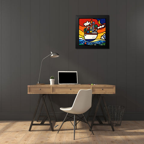 Navigare con amore Black Modern Wood Framed Art Print by Wallas