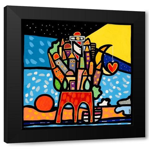 Sostenere la vita Black Modern Wood Framed Art Print by Wallas