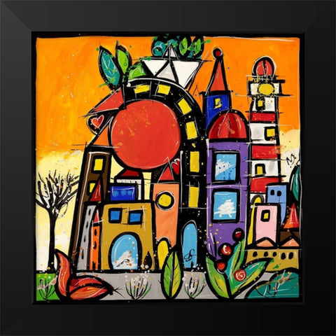 Calda protezione Black Modern Wood Framed Art Print by Wallas