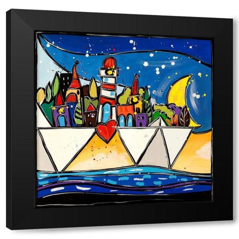 Congiunzione Black Modern Wood Framed Art Print by Wallas