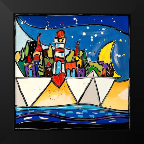 Congiunzione Black Modern Wood Framed Art Print by Wallas