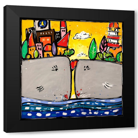 E un amore grande Black Modern Wood Framed Art Print with Double Matting by Wallas