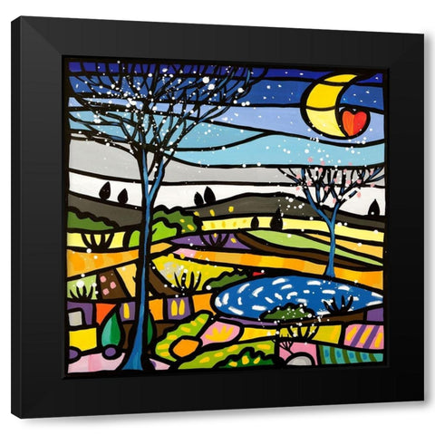 Notte serena Black Modern Wood Framed Art Print by Wallas