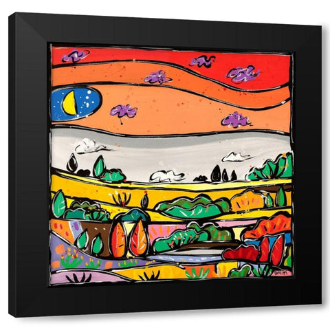 Parata di colori Black Modern Wood Framed Art Print with Double Matting by Wallas