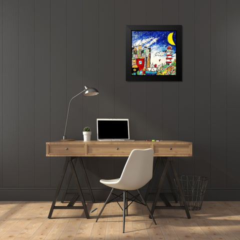 Nella citta dei sogni cE sempre amore Black Modern Wood Framed Art Print by Wallas