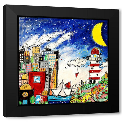Nella citta dei sogni cE sempre amore Black Modern Wood Framed Art Print with Double Matting by Wallas