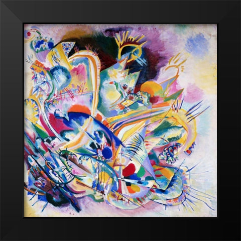 Improvisation Painting Black Modern Wood Framed Art Print by Kandinsky, Wassily