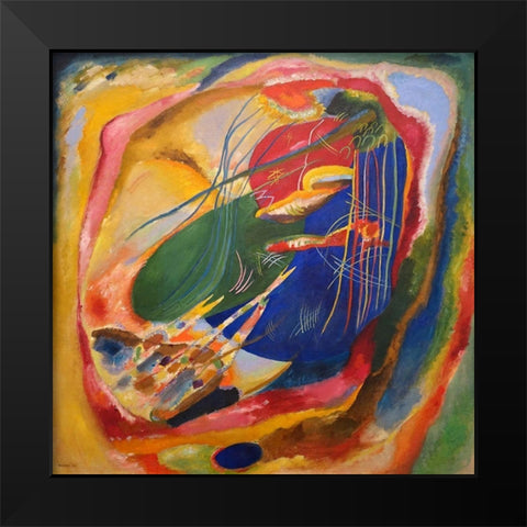 Picture with Three Spot Black Modern Wood Framed Art Print by Wassily, Kandinsky