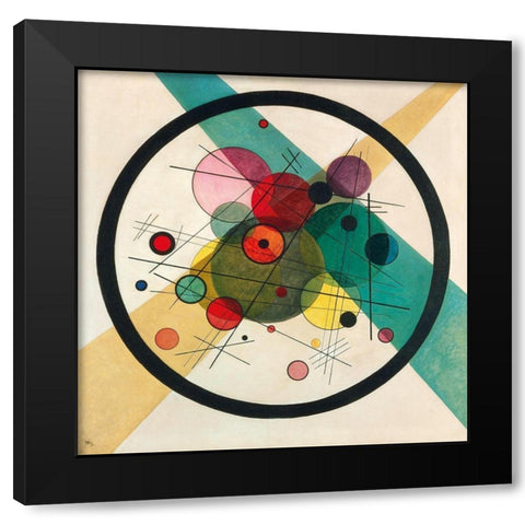 Circles in a circle Black Modern Wood Framed Art Print with Double Matting by Wassily, Kandinsky